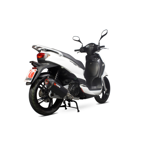 Scorpion Exhaust Peugeot Tweet 125 2010 - 2017 Serket Parallel Full System Black Ceramic Coated Sleeve